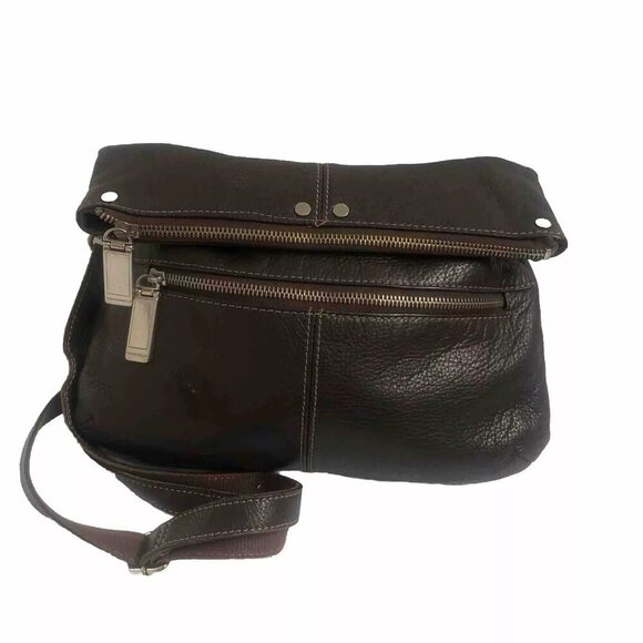 Tignanello Crossbody Purse Genuine Leather Brown Handbag ShoulderBag - Picture 2 of 12